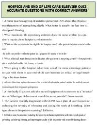 Hospice & End-of-Life Care Elsevier Quiz (PDF) | 2026 Questions & Answers