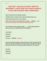 WGU D467 - Exploring Data EXAM | OBJECTIVE ASSESSMENT | {LATEST 2026/ 2027 UPDATE} COMPLE