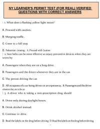 NY Learner’s Permit Test (PDF) | 2026 Verified Questions & Answers Guide