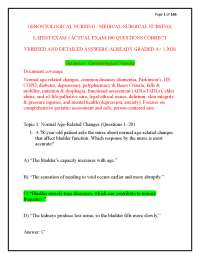 GERONTOLOGICAL NURSING / MEDICAL-SURGICAL NURSING|| LATEST EXAM || ACTUAL EXAM 100 QUESTI