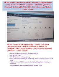 NR 507 Week 8 Final Exam Questions 1-100 NR-507 Advanced Pathophysiology NR 507 Week 8