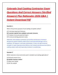 Colorado Seal Coating Contractor Exam Questions And Correct Answers (Verified Answers)