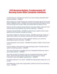 220 Nursing Bullets- Fundamentals Of Nursing Exam With Complete Solutions.