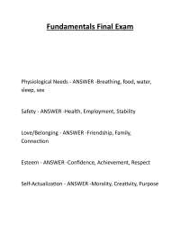 Fundamentals Final Exam