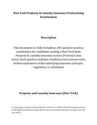 Property and Casualty Insurance (New York)