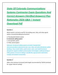 State Of Colorado Communications Systems Contractor Exam Questions And Correct Answers