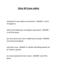 Osha 30 Crane safety