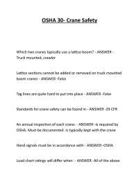 OSHA 30- Crane Safety