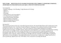 NEW YORK — REGENTS STATE EXAMS QUESTIONS AND CORRECT ANSWERS (VERIFIED ANSWERS) PLUS RATIO