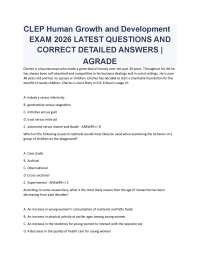 CLEP Human Growth and Development EXAM 2026 LATEST QUESTIONS AND CORRECT DETAILED ANSW