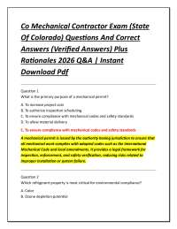 Co Mechanical Contractor Exam (State Of Colorado) Questions And Correct Answers