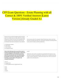CFP Exam Questions - Estate Planning with all Correct & 100% Verified Answers |Latest Vers
