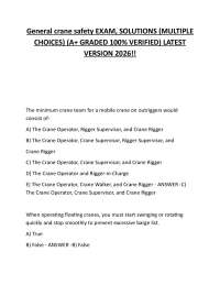 General crane safety EXAM, SOLUTIONS (MULTIPLE CHOICES) (A+ GRADED 100% VERIFIED) LATEST