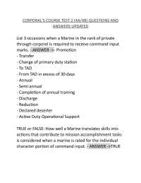 CORPORAL'S COURSE TEST 2 (4A/4B) QUESTIONS AND ANSWERS UPDATED CORE POWER C1 CLASS WIT