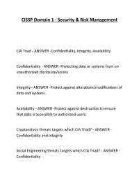 CISSP Domain 1 - Security & Risk Management