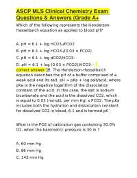 ASCP MLS Clinical Chemistry Exam Questions & Answers (Grade A+
