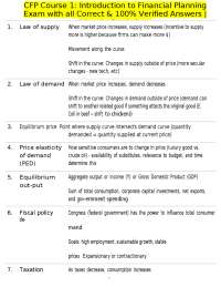 CFP Course 1: Introduction to Financial Planning Exam with all Correct & 100% Verified Ans