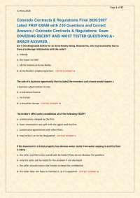 Colorado Contracts & Regulations Final 2026/2027 Latest PREP EXAM with 250 Questions and