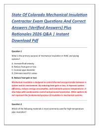 State Of Colorado Mechanical Insulation Contractor Exam Questions And Correct Answers