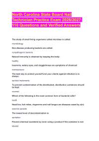 North Carolina State Board Nail Technician Practice Exam 2026/2027- 110 Questions and Veri