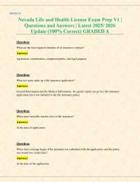 Nevada Life and Health License Exam Prep V1 | Questions and Answers | Latest 2025/ 2026