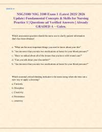 NSG3100/ NSG 3100 Exam 1 (Latest 2025/ 2026 Update) Fundamental Concepts & Skills for Nur