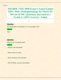 NSG3850 / NSG 3850 Exam 1| Latest Update 2025 / 2026 | Pathophysiology for Nurses II