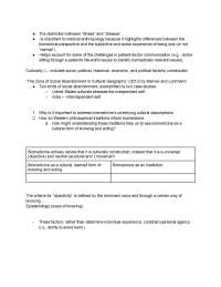Medical Anthropology Midterm Review Unit 1