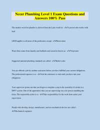 Nccer Plumbing Level 1 Exam Questions and Answers 100% Pass