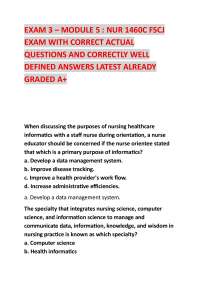 EXAM 3 – MODULE 5 : NUR 1460C FSCJ EXAM WITH CORRECT ACTUAL QUESTIONS