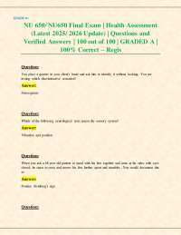 NU 650/ NU650 Final Exam | Health Assessment (Latest 2025/ 2026 Update) | Q & A