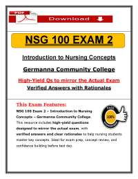 NSG 100 Exam 2 (PDF) | (2026/2027) Nursing Concepts Questions | Germanna