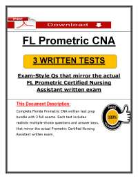 FL Prometric CNA Written Tests (PDF) | (2026/2027) Nursing Assistant Exam | Florida