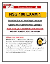 NSG 100 Exam 1 (PDF) | (2026/2027) Nursing Concepts Questions | Germanna