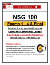 NSG 100 Exams 1-4 & Final (PDF) | (2026/2027) Nursing Concepts | Germanna