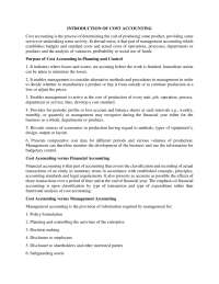 Introduction to cost accounting