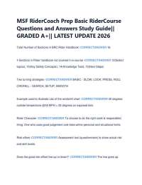 MSF RiderCoach Prep Basic RiderCourse Questions and Answers Study Guide|| GRADED A+|| LA