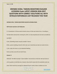 ONTARIO HCRA TARION-REGISTERED BUILDER LICENSING Exam LATEST VERSION 2026-2027 QUESTIONS W