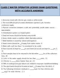 Class C Water Operator License Exam Questions and Answers (PDF) | 2026 Certification Prep