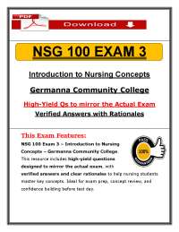 NSG 100 Exam 3 (PDF) | (2026/2027) Nursing Concepts Questions | Germanna