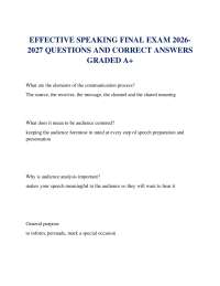 EFFECTIVE SPEAKING FINAL EXAM 2026-2027 QUESTIONS AND CORRECT ANSWERS GRADED A+