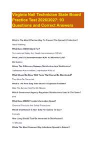 Virginia Nail Technician State Board Practice Test 2026/2027- 93 Questions and Correct Ans
