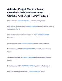 Asbestos Project Monitor Exam Questions and Correct Answers|| GRADED A+|| LATEST UPDATE
