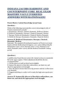 INDIANA JACOBS HARMONY AND COUNTERPOINT CORE REAL EXAM MASTERY VAULT [VERIFIED ANSWERS