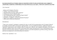 ILLINOIS MANUFACTURING SKILLS CERTIFICATION EXAM QUESTIONS AND CORRECT ANSWERS (VERIFIED A