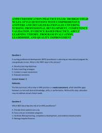 ANPD CERTIFICATION PRACTICE EXAM: 100 HIGH-YIELD NCLEX-STYLE QUESTIONS WITH COMPREHENSIVE
