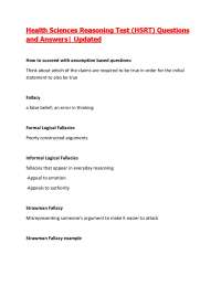 Health Sciences Reasoning Test (HSRT) Questions and Answers| Updated