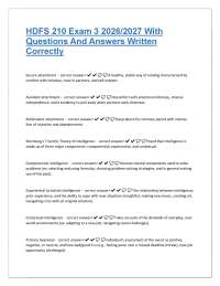 HDFS 210 Exam 3 2026/2027 – Questions, Correct Answers & Complete Study Guide