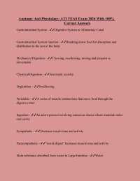 Anatomy And Physiology: ATI TEAS Exam 2026 With 100% Correct Answers