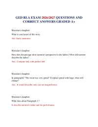 GED RLA EXAM 2026/2027 QUESTIONS AND CORRECT ANSWERS GRADED A+